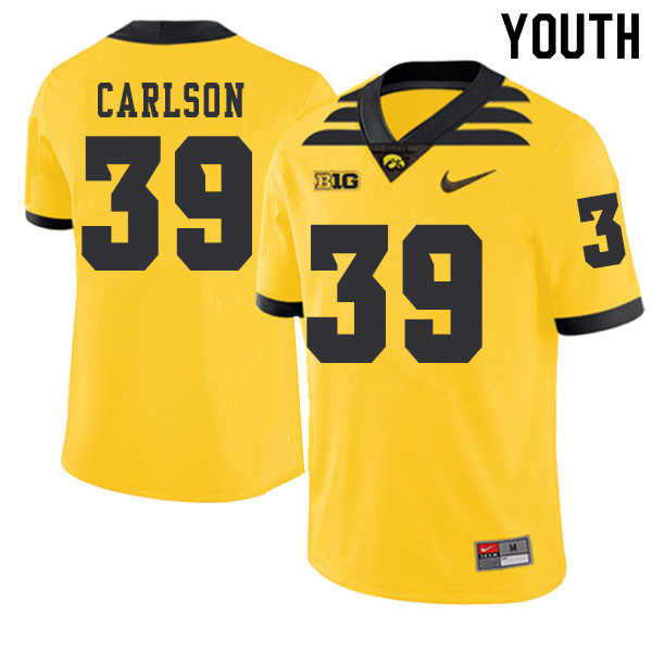 2019 Youth #39 John Carlson Iowa Hawkeyes College Football Alternate Jerseys Sale-Gold
